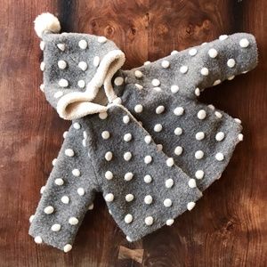 EUC Zara Baby PomPom Coat (9-12M)